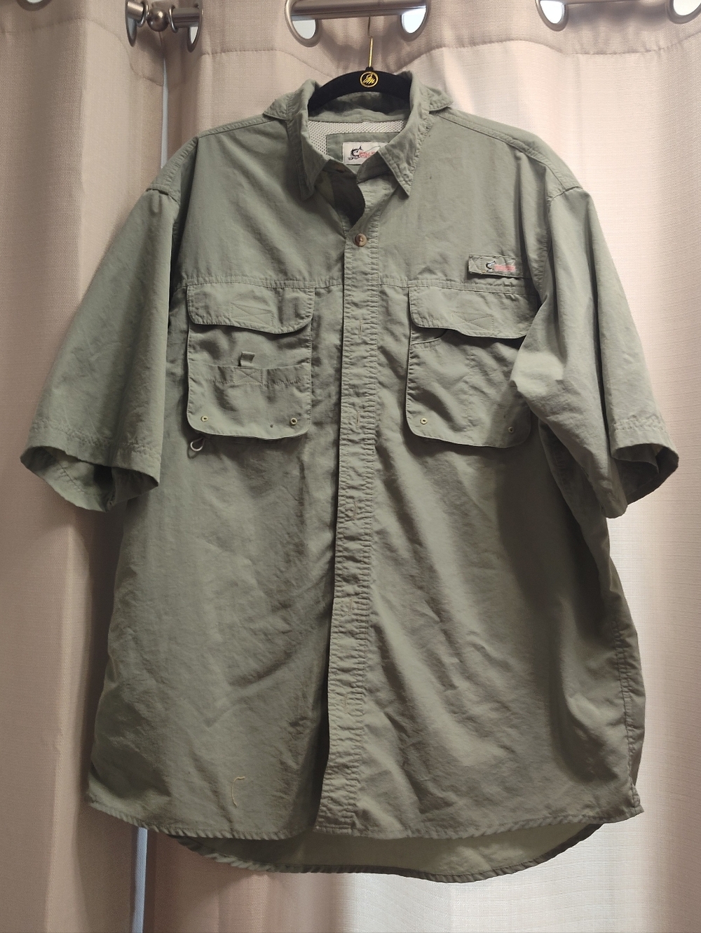 World Wide Sportsman Mens Vented Fishing Shirt Size L Green